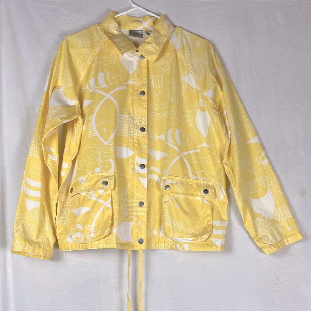 Chicos Bright Yellow Fish Light Jacket